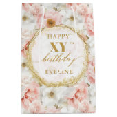 Timeless Light Pink Watercolor Birthday Gift Bag ミディアムペーパーバッグ (正面)