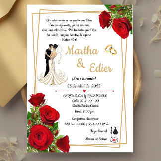 Timeless Love Red Elegance Wedding Invitation 招待状