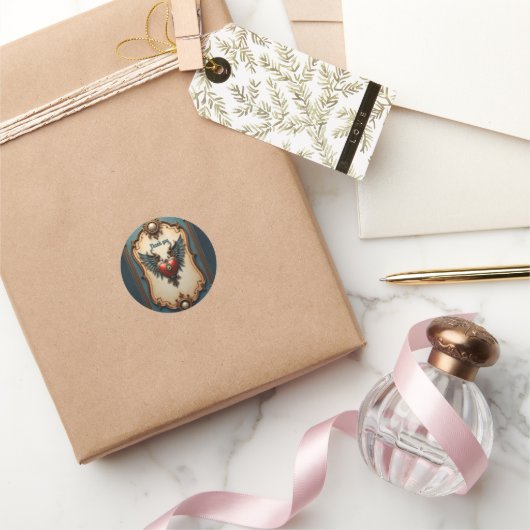 Timeless love, surreal elegance in steampunk style ラウンドシール (ギフト)