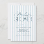 Timeless Luxe Script Blue Stripes Bridal Shower 招待状 (正面)