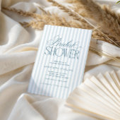 Timeless Luxe Script Blue Stripes Bridal Shower 招待状