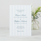 Timeless Luxe Script Blue Stripes Wedding 招待状 (スタンド正面)