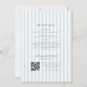 Timeless Luxe Script Blue Stripes Wedding 招待状 (裏面)