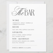 Timeless Luxe Script Classy Wedding Bar Drink Menu (正面)
