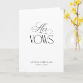 Timeless Luxe Script Elegant Her Wedding Vows カード (黄色い花)