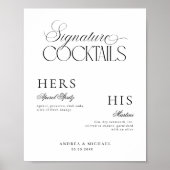 Timeless Luxe Script Elegant Signature Drinks Sign ポスター (正面)