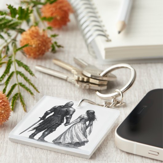 Timeless Medieval Romance Illustration キーホルダー (正面右)