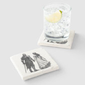 Timeless Medieval Romance Illustration ストーンコースター (横)