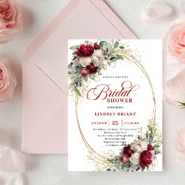 Timeless Merlot Rose Gold Bridal Shower Invitation 招待状