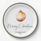 Timeless Minimal Christmas Personalized Family  ペーパープレート (正面)