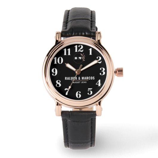 Timeless Minimalist Customizable Couple name   腕時計 (正面)