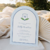 Timeless Modern Arch Monogram Baby Boy Shower 招待状