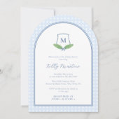 Timeless Modern Arch Monogram Baby Boy Shower 招待状 (正面)