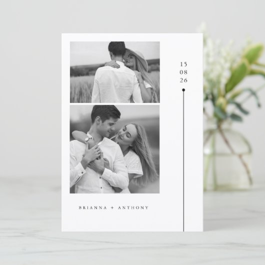 Timeless  Modern Black & White Photo Wedding 招待状 (スタンド正面)