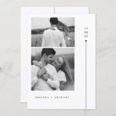 Timeless  Modern Black & White Photo Wedding 招待状 (正面/裏面)