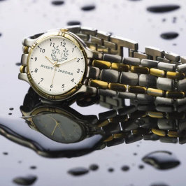 Timeless Monogram Custom Names  Pink Background 腕時計