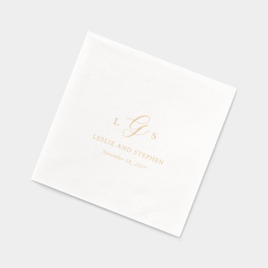 Timeless Monogram Elegant Wedding 箔ナプキン (左)