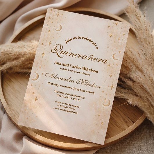 Timeless Moon And Stars Quinceañera 招待状