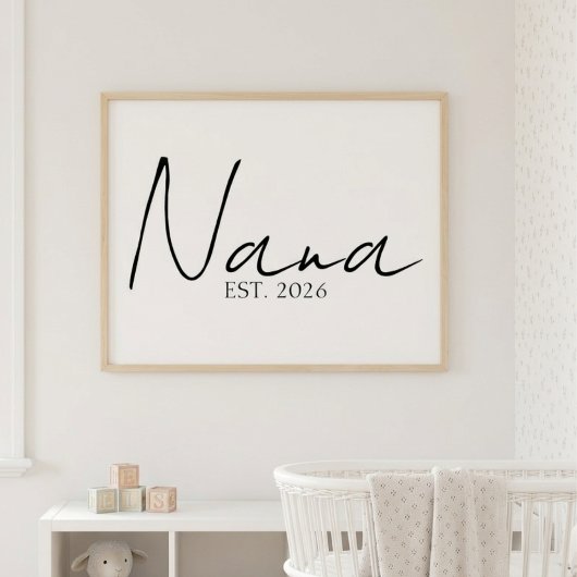Timeless Nana EST Year Elegant Family Script ポスター