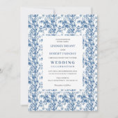 Timeless Navy Blue Toile Wedding Invitation 招待状 (正面)