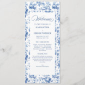 Timeless Navy Roses Floral Toile Wedding Program プログラム (正面)
