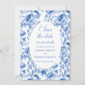 Timeless Navy Roses Save the Date Wedding Card   案内状 (正面)
