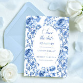 Timeless Navy Roses Save the Date Wedding Card   案内状