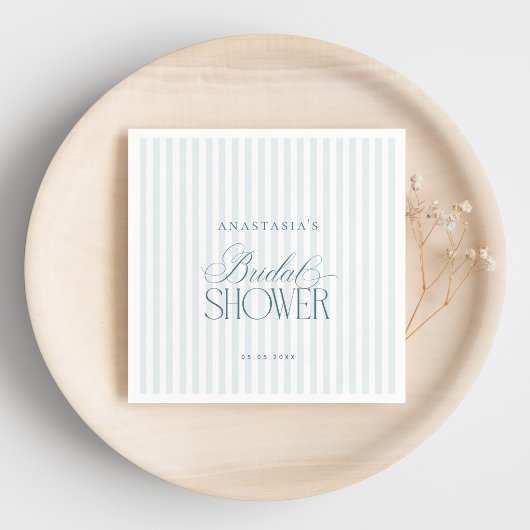 Timeless Old Money Blue Stripes Bridal Shower スタンダードカクテルナプキン