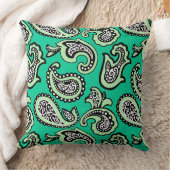 Timeless Paisley on Green Background クッション (ブランケット)