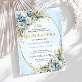 Timeless Pastel Blue Gold Eucalyptus Quince Invite 招待状