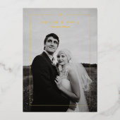 Timeless Photo Modern Newlywed Christmas 箔シーズンカード (正面)