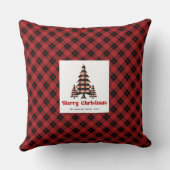 Timeless Plaid Christmas Trees Name Throw Pillow クッション (裏面)
