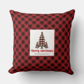Timeless Plaid Christmas Trees Name Throw Pillow クッション (正面)