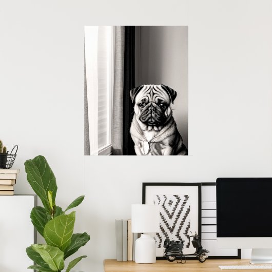 Timeless Pug Dog Portrait Poster ポスター (ホームオフィス)