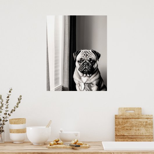 Timeless Pug Dog Portrait Poster ポスター (キッチン)