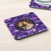 Timeless Purple Calla Lilies Garden Boho Wedding コースター (左側)