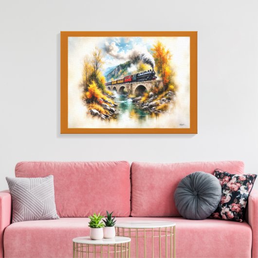 Timeless Railway Escape / Picturesque Fall Scenery キャンバスプリント (インサイチュ (リビング))