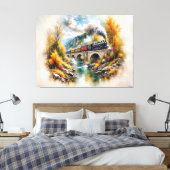 Timeless Railway Escape / Picturesque Fall Scenery キャンバスプリント (インサイチュ (寝室))