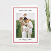 Timeless Red Double Border Photo Christmas シーズンカード (正面)