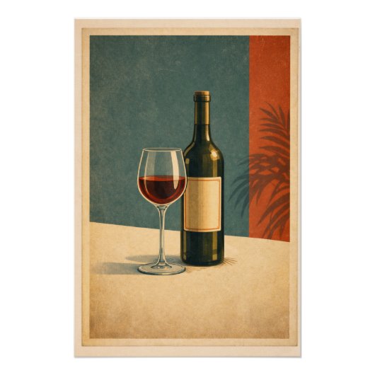 Timeless Red Wine Retro Bar Cart Poster ポスター (正面)