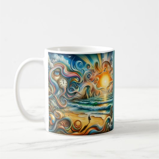 Timeless Reflections: Surreal Coastal Dreamscape コーヒーマグカップ (左)