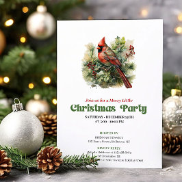 Timeless retro Christmas red cardinal party invite 招待状