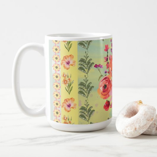 Timeless retro style decorative botanical painting コーヒーマグカップ (ドーナツ)