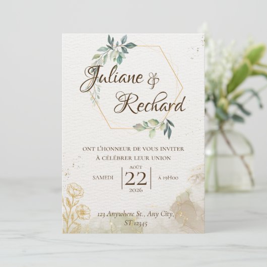 Timeless Romance Elegant Wedding Invitation 招待状 (スタンド正面)
