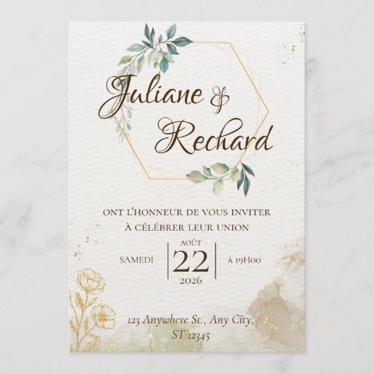 Timeless Romance Elegant Wedding Invitation 招待状 (正面)