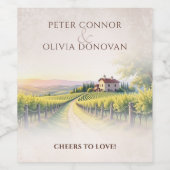 Timeless Romantic Vineyard Rustic Wedding ワインラベル (シングルラベル)