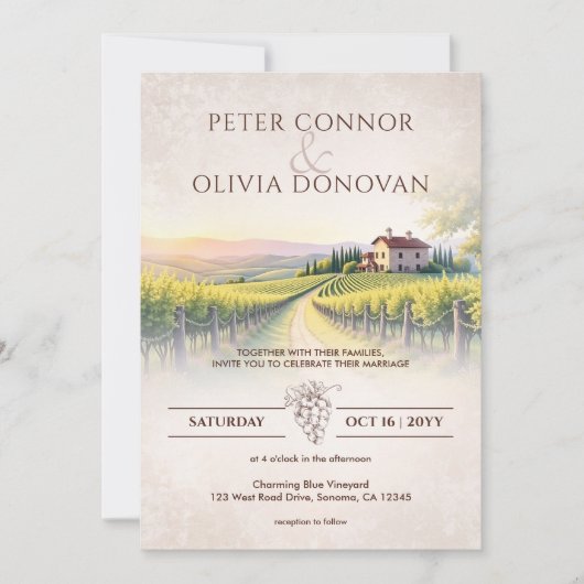 Timeless Romantic Vineyard Rustic Wedding 招待状 (正面)
