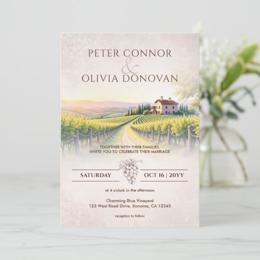 Timeless Romantic Vineyard Rustic Wedding 招待状 (スタンド正面)