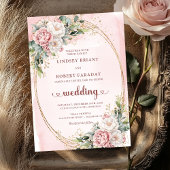 Timeless Rose Gold Blush Greenery Wedding Invites 招待状