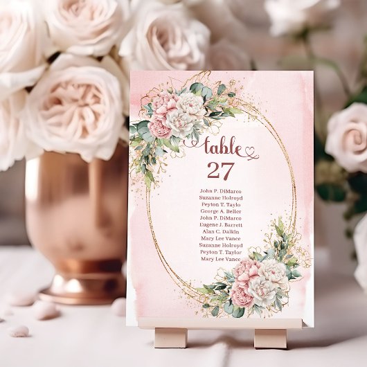 Timeless Rose Gold Floral Eucalyptus Table Number テーブルナンバー
